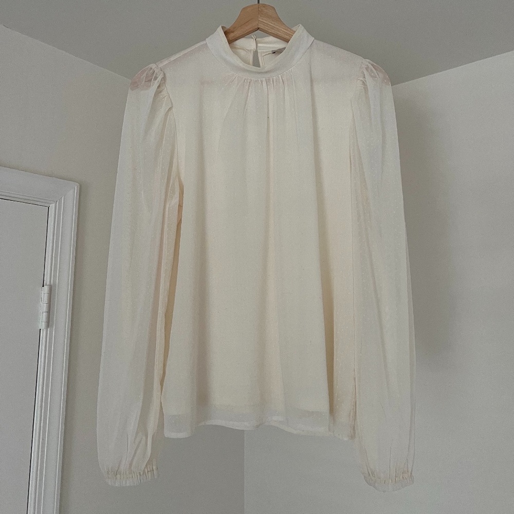 LOFT Long Sleeve Off-White Blouse